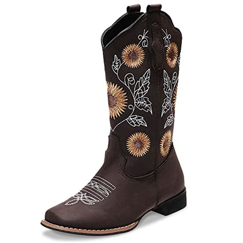 Amazon.com Jiemifu Cowboy Boots Women Sunflower …