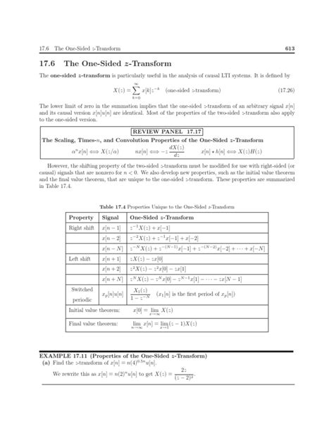 Ambardar One Sided Z Transform Properties