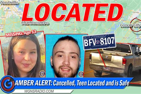Amber alerts tn. The Amber Alert issued for Avah Fay Richmond was canceled hours after it was issued on April 23. The Tennessee Bureau of Investigation reported she had been found safe in Trousdale County, Tennessee. TBI reported that 42-year-old Ryan Allan Richmond, who they suspected was accompanying the child, was taken into custody without incident. 