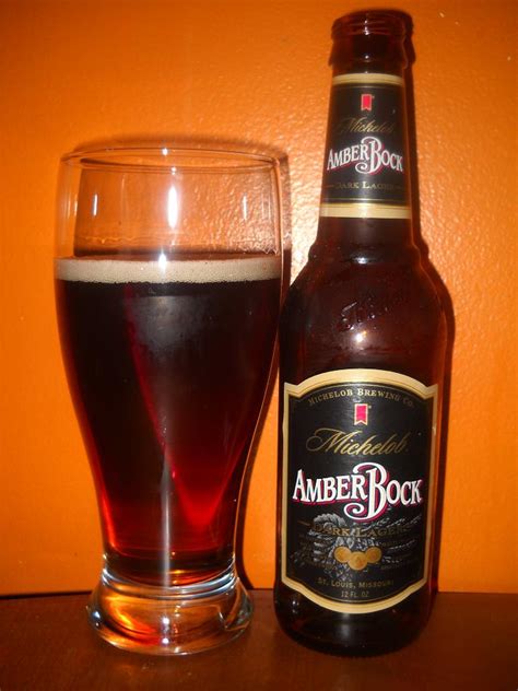 Amber bock beer. Bock beer is a strong lager style invented in Germany in the 14th century. It is named after Einbeck, the small village where it was created. Bock is traditionally a clear lager, with color ranging from light red to brown and tasting malty and sweet. It has a very low hop content, but the ABV ranges from 6-7%. 