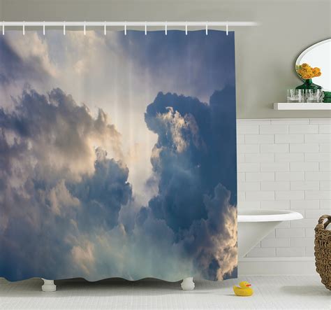 Ambesonne Nature Rain Storm Clouds Sky Shower Curtain Set