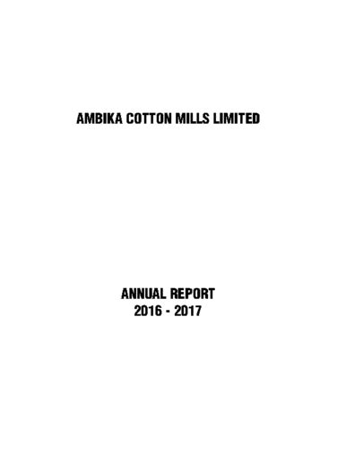 Ambika Cotton Annual Report 2017 2018 pdf