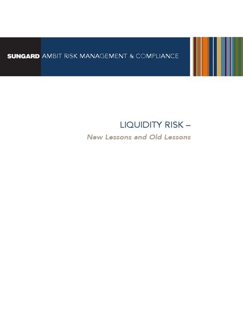 Ambit Insights Liquidity Risk New Lessons and Old Lessons