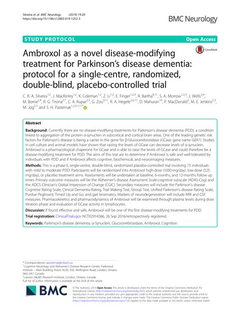 Ambroxol in Disease Modification in Parkinson Disease - Full Text …