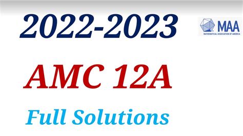 The test was held on Thursday, November 10, 2022. 2022 AMC 12A Problems. 2022 AMC 12A Answer Key. Problem 1. Problem 2. Problem 3. Problem 4.. 