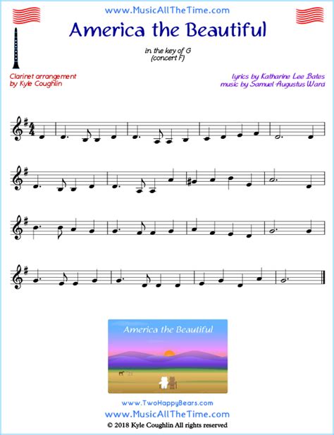 America The Beautiful Clarinet Sheet Music