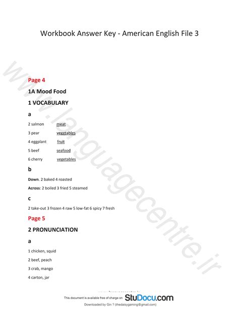 American English File 3 Workbook Answer Key pdf