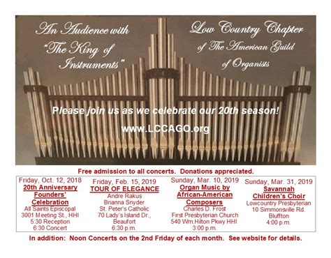 American Guild Of Organists, 461 Low Country Chapter in …