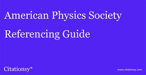 American Physics Society style referencing guides - Cite this for …