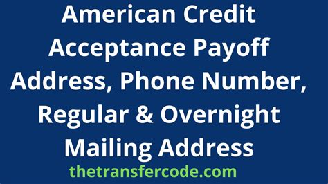 American credit acceptance payoff address. Headquarters. 961 E Main St Fl 2, Spartanburg, SC 29302-2185. Email this Business. BBB File Opened: 6/25/2010. Years in Business: 16. Business Started: 5/11/2007. 