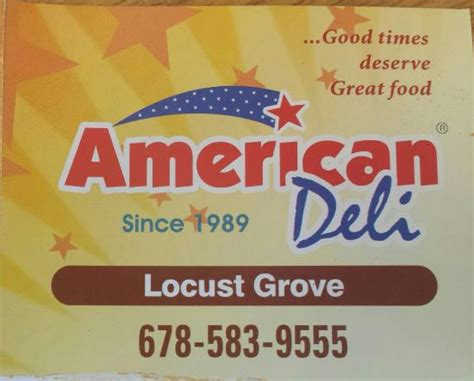 American deli in locust grove. 3 reviews #20 of 40 Restaurants in Locust Grove American 1000 Tanger Drive Suite 315, Locust Grove, GA 30248 +1 770-898-0703 Website Menu Closed now : See all hours 