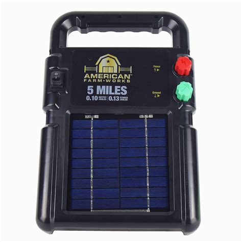 American farmworks solar charger. The American Farm Works ASB5 6V Solar Battery works with energizers from select brands and comes in a black finish. 6V solar energizer battery for electric fencing; Works with Zareba, American Farm Works, Fi-Shock and Red Snap'r energizers; Each 5-mile energizer requires one battery; Color: Black 