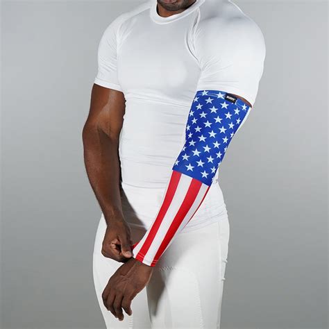American flag arm sleeve. Elite Athletic Gear compression arm sleeves are designed for extreme durability and comfort. Our sleeves are made of long-lasting 80% polyester / 20% spandex, which is a quick drying fabric that wicks away sweat to keep you dry and comfortable. The sleeve acts as a layer of protection for your skin to reduce sun exposure (UPF 50+) and provide … 