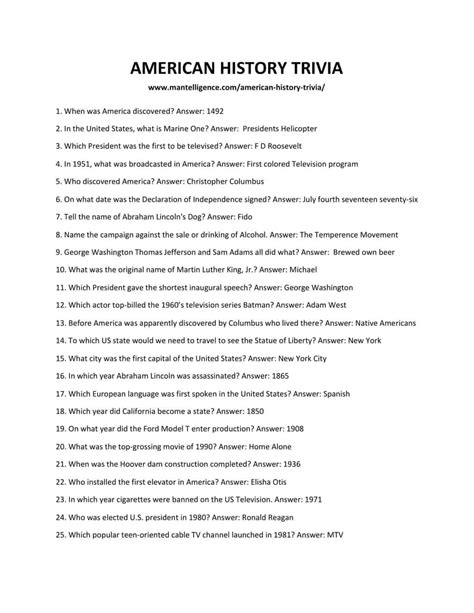 American history trivia questions and answers. - Biology pglo transformation student guide answer key.
