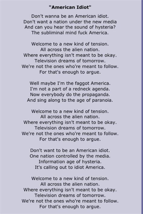 American idiot lyrics. Things To Know About American idiot lyrics. 