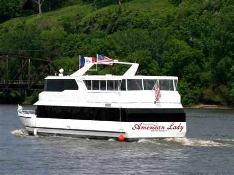 American lady dubuque iowa. American Lady Cruises. We specialize in 1.5 and 2 hour public cruises on the Mississippi River in Dubuque, Iowa. Sightseeing, Lunch, Happy Hour, and Dinner Cruises are scheduled for most days between mid April and late October. We have a Coast Guard inspected 70 foot yacht that is air conditioned and heated, and has a bar and restrooms. 