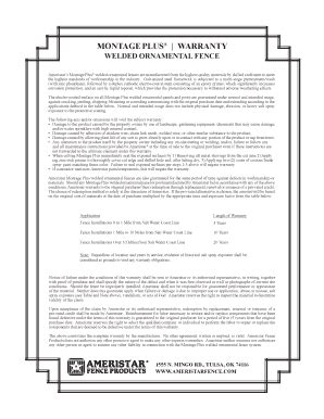 The information that must be reported on an Ameristar fence warranty may include: 1. Customer's name and contact information. 2. Date of purchase and installation. 3. Description and specifications of the Ameristar fence product. 4. Warranty period, start date, and any specific conditions or limitations. 5.. 