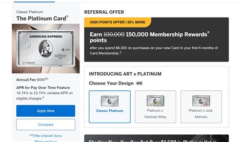 Amex platinum 150k offer. Offer. Earn 150,000 Membership Rewards® Points after you use your new Card to make $6,000 in purchases within your first 6 months of Card Membership. Plus, for a limited time, you can receive an additional 10x points at restaurants worldwide on up to $25,000 in combined purchases during the first 6 months of Card Membership. 
