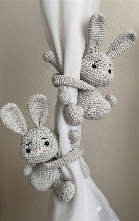 Amigurumi Bunny Curtain Tie Back Free Crochet Pattern