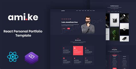 Amike Personal Portfolio React Template Themebing