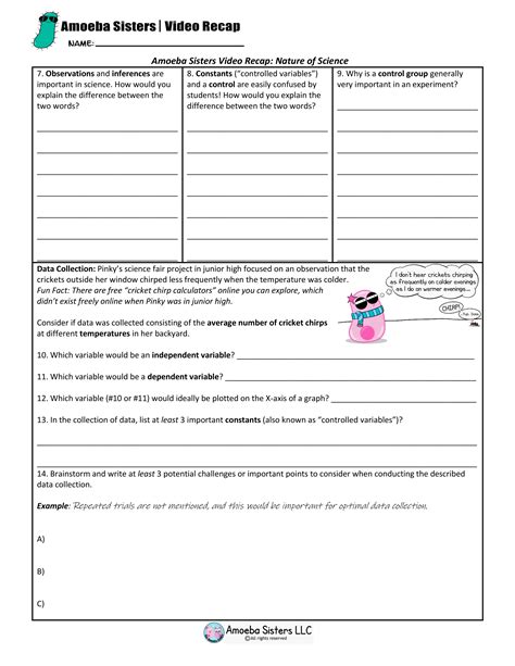 View Amoeba-Sisters-Recap-Of-Mutations-Worksheet-Answers.pdf from BCH 810r at North Carolina State University. AP Biology: Summer Review Packet Name: _ Welcome AP Biology students. This is Mr. Lee. Upload to Study. Expert Help. ... Amoeba Sisters Video Recap: Nature of Science 7.. 