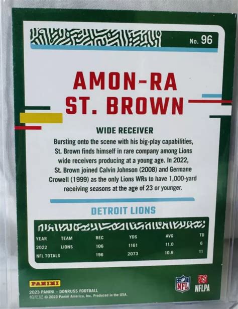 Amon-ra st brown. Oct 29, 2023 · For the second week in a row, the Detroit Lions downgraded a key player on the day before taking the field. This week, it’s the team’s top wide receiver, Amon-Ra St. Brown. St. Brown is now listed as questionable for Monday night’s game with an illness. He has been a full participant all week in practices and was not listed on the final ... 