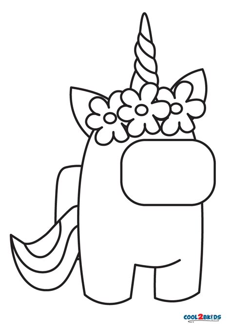Among Us Unicorn Coloring Pages Printable