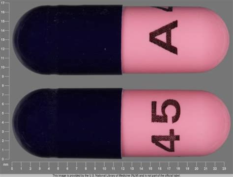 Pill Identifier results for "a 45". Search by imprint, shape, color or drug name. ... Amoxicillin Trihydrate Strength 500mg Imprint A 45 Color Blue & Pink Shape Capsule/Oblong View details. a45 . Rinvoq Strength 45 mg Imprint a45 Color Yellow Shape Capsule/Oblong View details. 1 / 3 Loading. a 45. Previous Next. Trilipix Strength 45 mg Imprint .... 