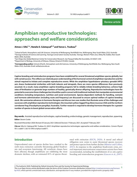 Amphibian reproductive technologies: approaches and welfare ...