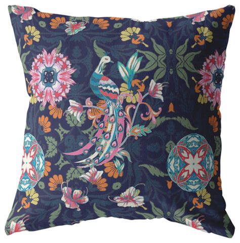 Amrita Sen Spring Peacock Broadcloth Pillow With Indigo ... - eBay