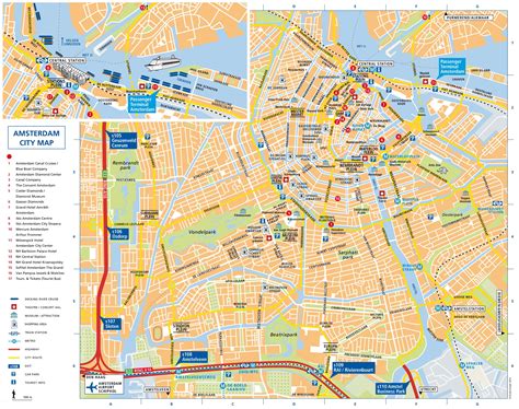 Amsterdam city map. Take our free printable tourist map of Amsterdam on your trip and find your way to the top sights and attractions. We've designed this Amsterdam tourist map to be easy to print out. It includes 26 places to visit in Amsterdam, clearly labelled A to Z. With this printable tourist map you won't miss any of the must-see Amsterdam attractions. 