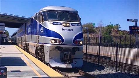 (Date Filmed 12:24 PM November 21, 2020) Amtrak #774 2 Hours Late passing by S. Ash St. Crossing in Ventura, CA.Intersection:S. Ash St. & E. Front St.Horn Se.... 