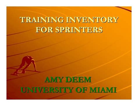 Amy Deem Training Inventory for Sprinters