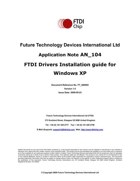 An 104 FTDI Drivers Installation Guide for WindowsXP FT 000093