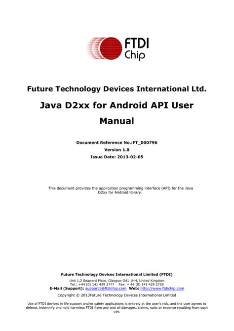 An 233 Java D2xx for Android API User Manual