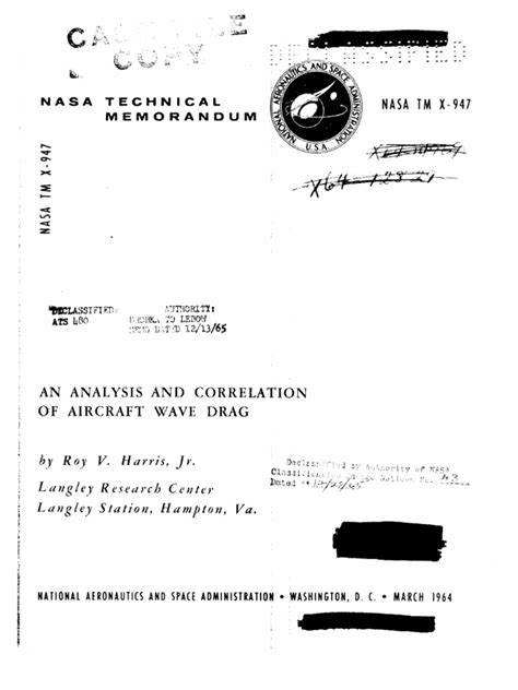 An Analysis and Correlation of Aircraft Wave Drag Harris