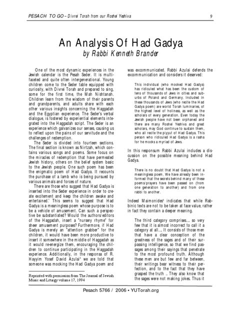 An Analysis of Had Gadya