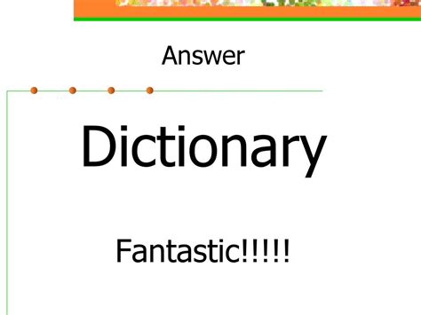 An Answer Dictionary