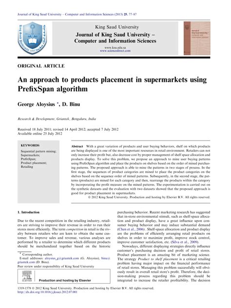 An Approach to Products Placement in Supermarkets Using PrefixSpan Algorithm