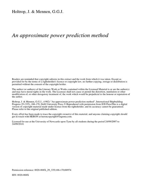 An Approximate Power Prediction Method