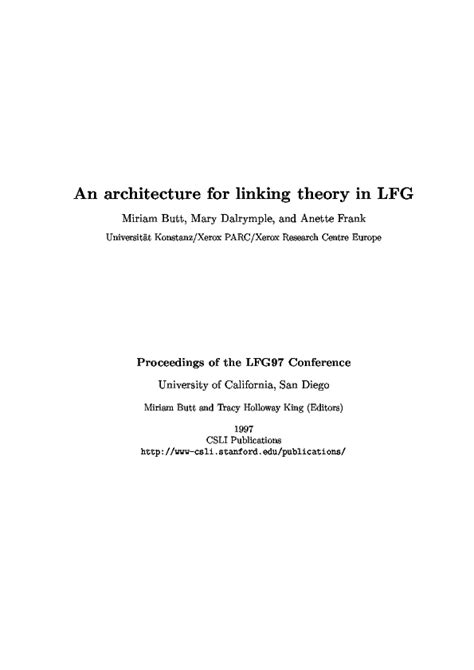 An Architecture for Linking Theory in LFG