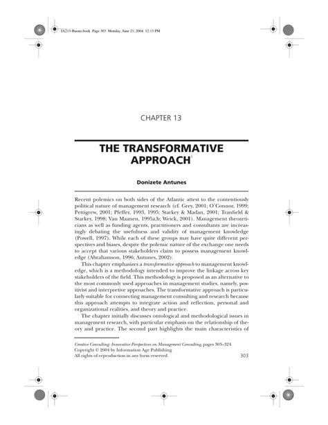 An Elaboration of the Transformative Approach to Practical Theory 2010