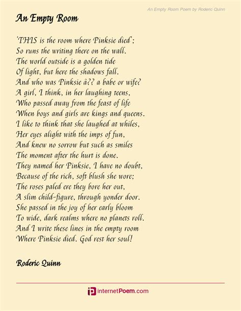 An Empty Room Poem by Roderic Quinn -