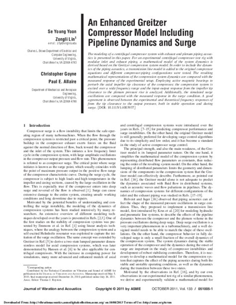 An Enhanced Greitzer Compressor Model with Pipeline Dynamics Included pdf