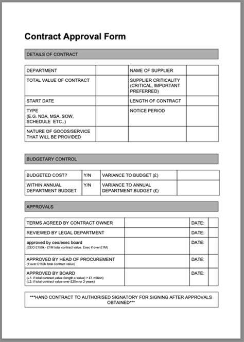 An Example Contract Approval Form (CAF)
