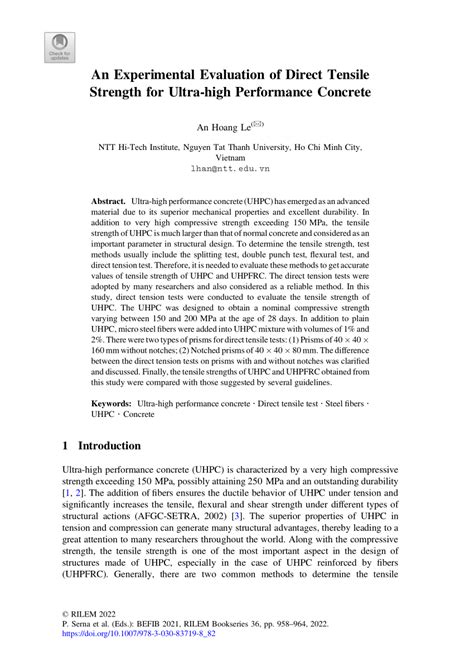 An Experimental Evaluation of Direct Tensile Strength for