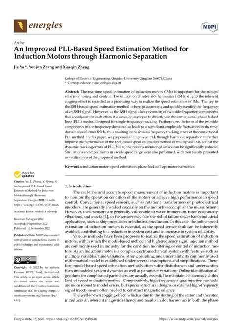 An Improved PLL-Based Speed Estimation Method for Induction Motors ...