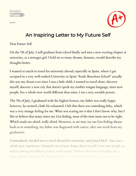 An Inspiring Letter to My Future Self - GradesFixer