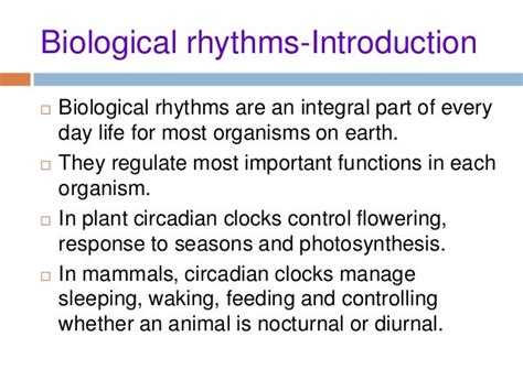 An Introduction To Biological Rhythms