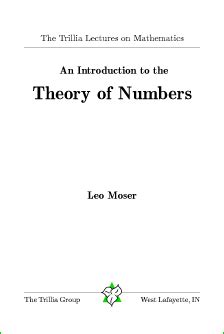 An Introduction to the Theory of Numbers by Leo Moser